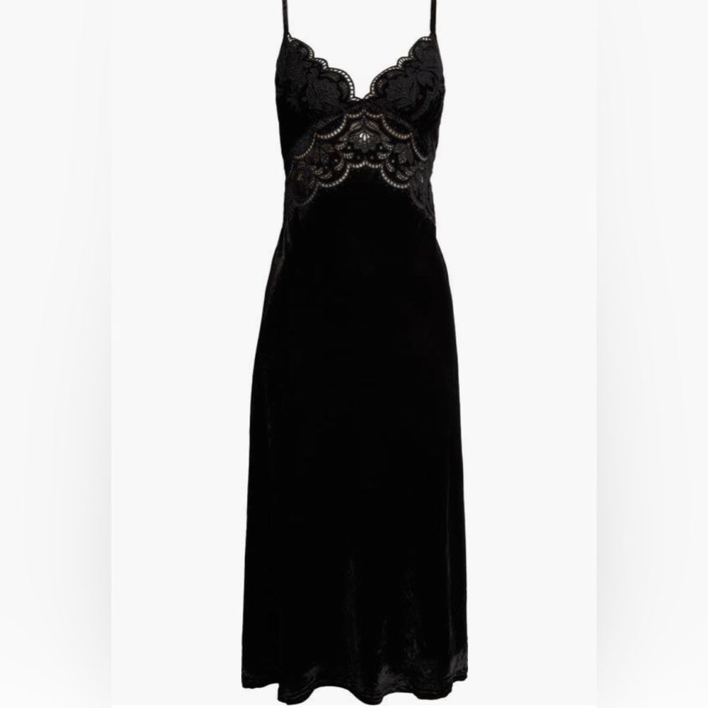 NWT $275 FARM Rio Richelieu Velvet Slipdress in BLACK - size Medium! - Picture 5 of 6